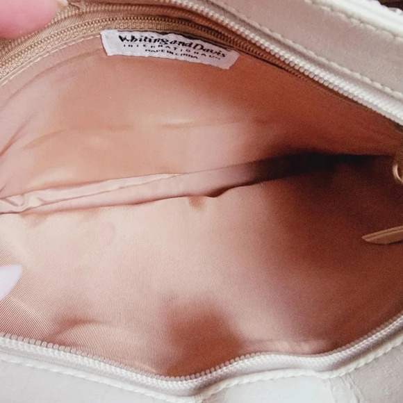 Vintage Whiting and Davis Ivory Enamel Metal Mesh & Leather Shoulder Bag - Picture 11 of 13